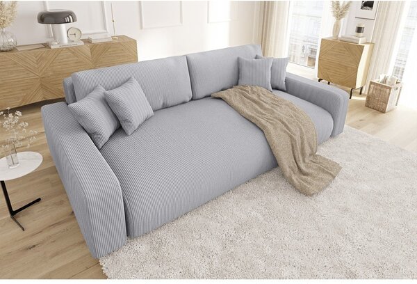 Svijetlo siva sklopiva/s prostorom za odlaganje sofa od samta 234 cm Sara – Ropez