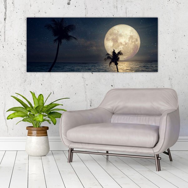 Slika - Plaža s punim mjesecom (120x50 cm)