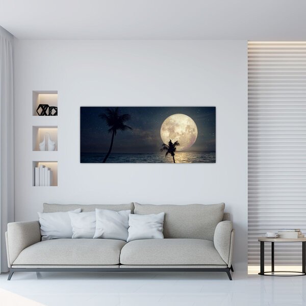 Slika - Plaža s punim mjesecom (120x50 cm)