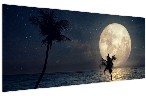 Slika - Plaža s punim mjesecom (120x50 cm)