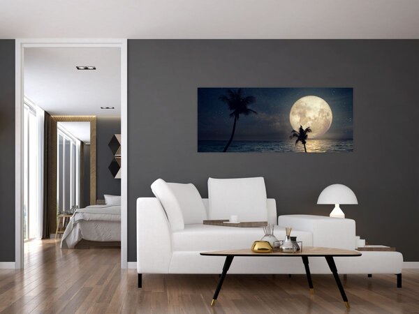 Slika - Plaža s punim mjesecom (120x50 cm)
