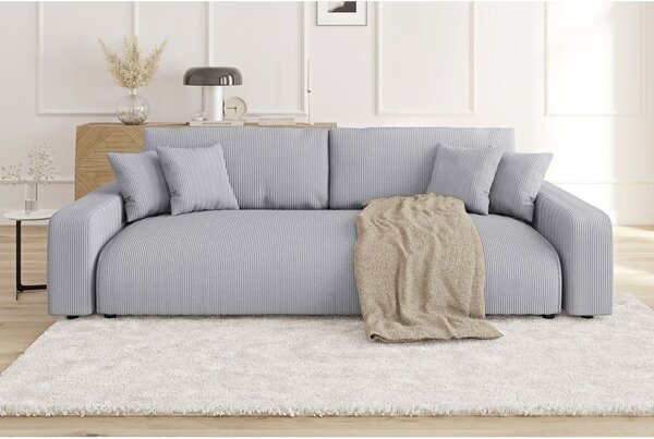 Svijetlo siva sklopiva/s prostorom za odlaganje sofa od samta 234 cm Sara – Ropez