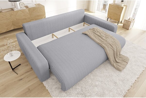 Svijetlo siva sklopiva/s prostorom za odlaganje sofa od samta 234 cm Sara – Ropez