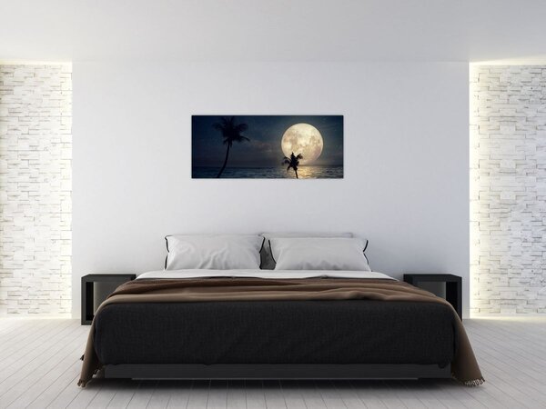 Slika - Plaža s punim mjesecom (120x50 cm)