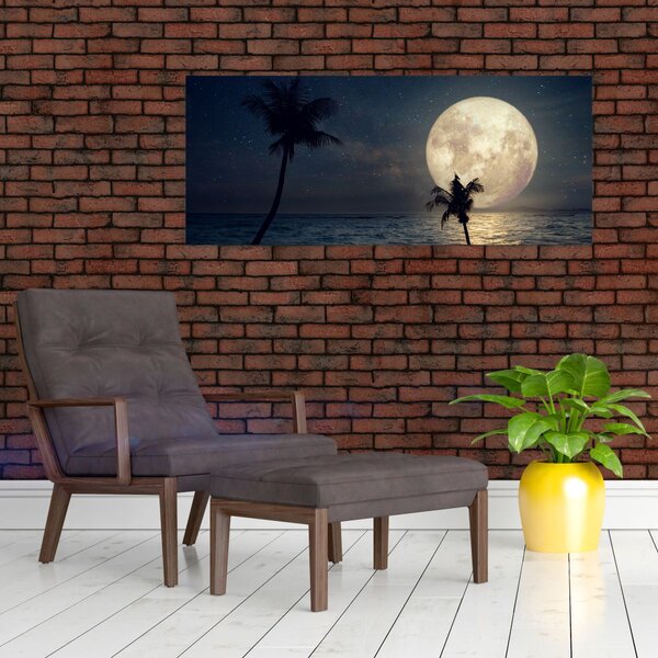Slika - Plaža s punim mjesecom (120x50 cm)