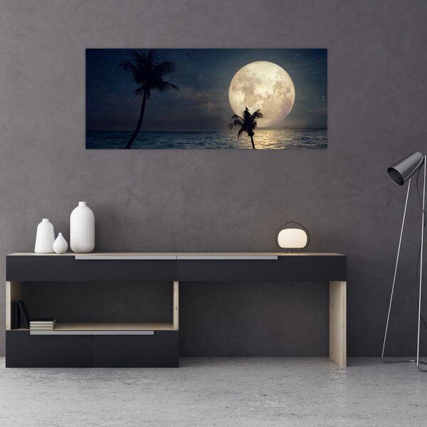 Slika - Plaža s punim mjesecom (120x50 cm)