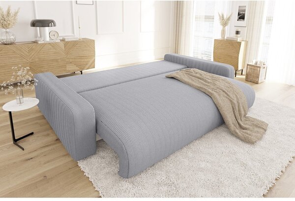 Svijetlo siva sklopiva/s prostorom za odlaganje sofa od samta 234 cm Sara – Ropez