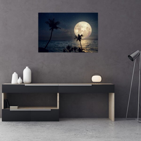 Slika - Plaža s punim mjesecom (90x60 cm)