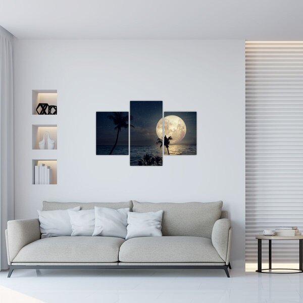 Slika - Plaža s punim mjesecom (90x60 cm)