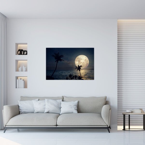 Slika - Plaža s punim mjesecom (90x60 cm)