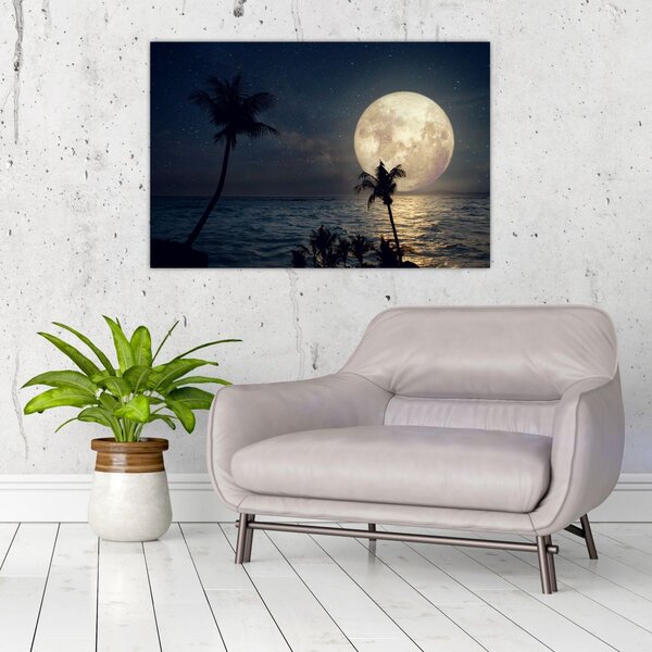 Slika - Plaža s punim mjesecom (90x60 cm)