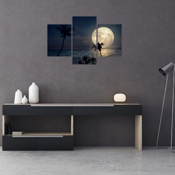 Slika - Plaža s punim mjesecom (90x60 cm)