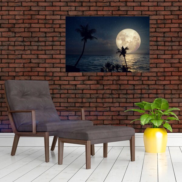 Slika - Plaža s punim mjesecom (90x60 cm)