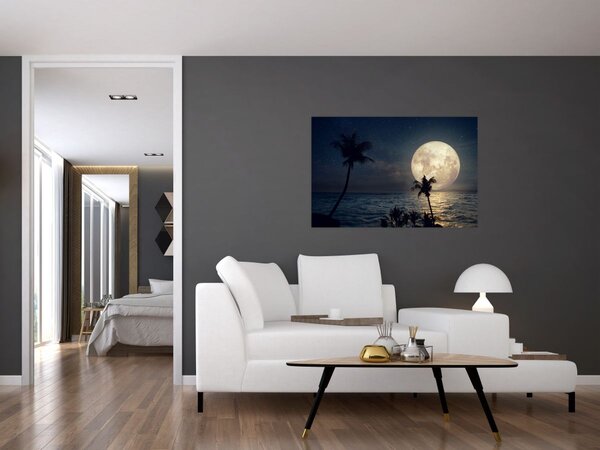 Slika - Plaža s punim mjesecom (90x60 cm)