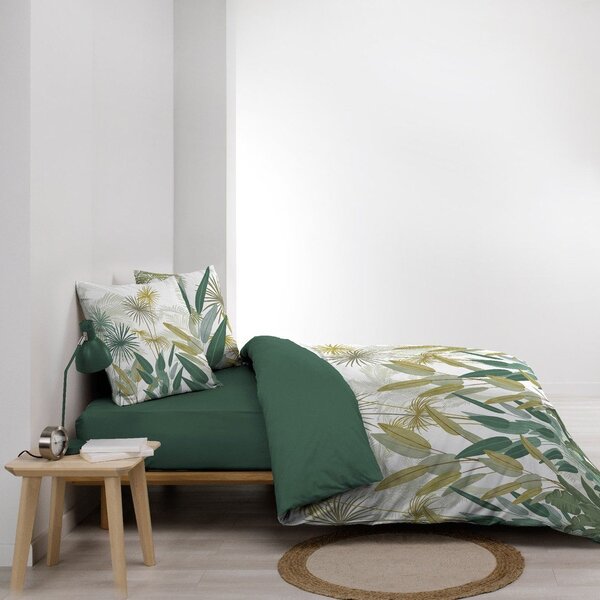 Bijela/zelena pamučna posteljina za bračni krevet/za produženi krevet 240x220 cm Otika – douceur d'intérieur