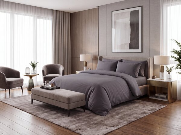 Pamučna posteljina DENYX BLEND siva hotelski džep Dimenzije posteljine: 70 x 90 cm | 140 x 200 cm