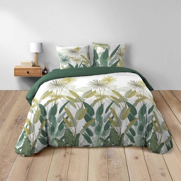 Bijela/zelena pamučna posteljina za bračni krevet/za produženi krevet 240x220 cm Otika – douceur d'intérieur