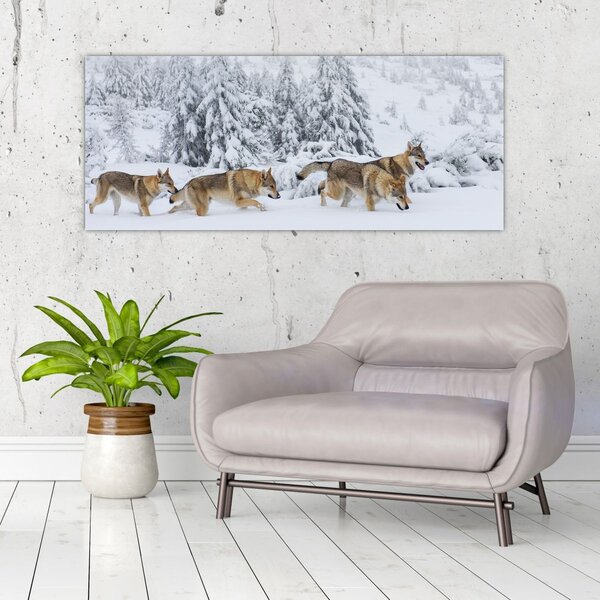Slika - Vukovi u planinama (120x50 cm)