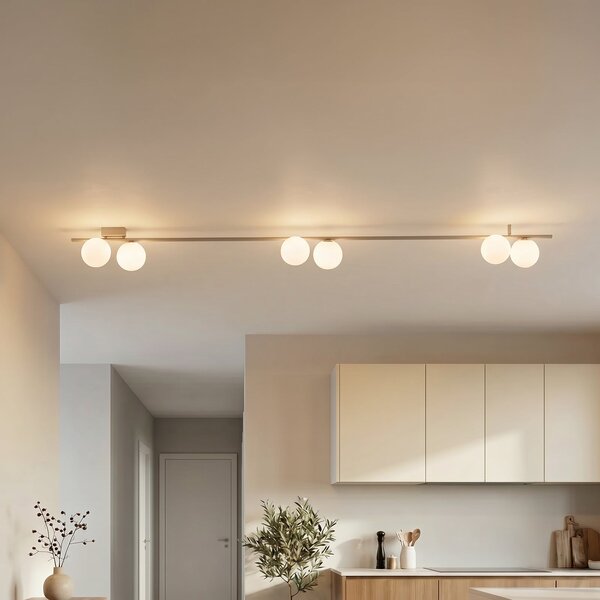 TK Lighting Imelo stropna svjetiljka, krem, 6 žarulja, staklo, duljina 200 cm, prigušiva, Bež, spavaća soba, Staklo