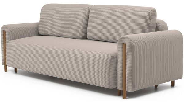 Svjetlo smeđa sklopiva/s prostorom za odlaganje sofa od samta 244 cm Arcadova – ELTAP
