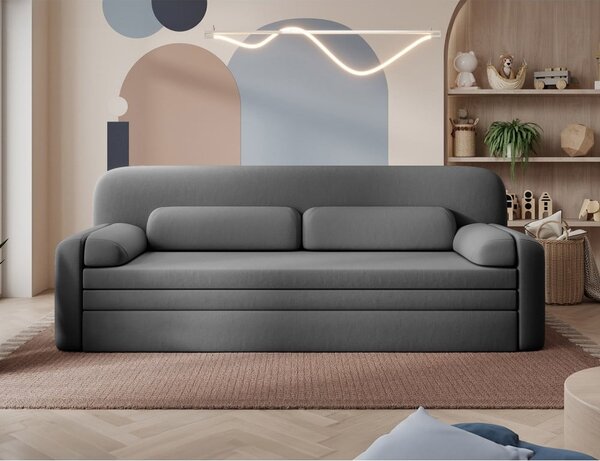 Smeđe-siva baršunasti sklopiva/s prostorom za odlaganje sofa 236 cm Elioss – ELTAP