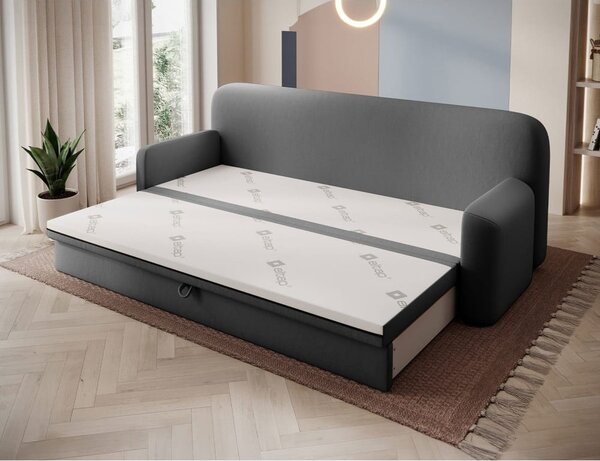 Smeđe-siva baršunasti sklopiva/s prostorom za odlaganje sofa 236 cm Elioss – ELTAP