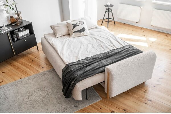 Bež sklopiva/s prostorom za odlaganje sofa od bouclé tkanine 244 cm Arcadova – ELTAP