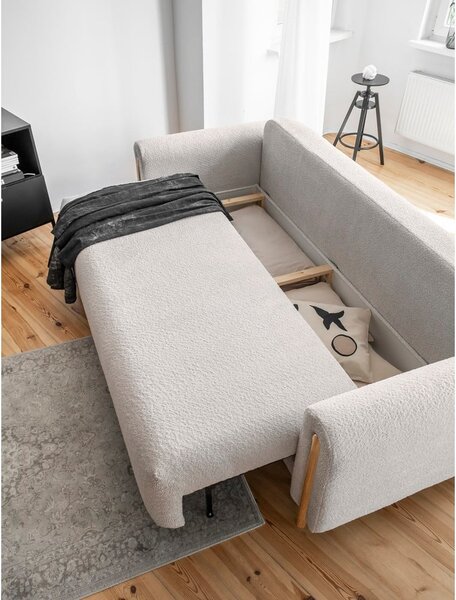 Bež sklopiva/s prostorom za odlaganje sofa od bouclé tkanine 244 cm Arcadova – ELTAP