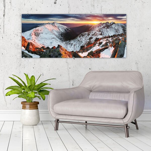 Slika - Zimska planinska panorama (120x50 cm)