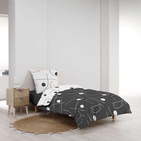 Bijela/tamno siva posteljina za krevet za jednu osobu od mikrovlakana 140x200 cm Sonate – douceur d'intérieur