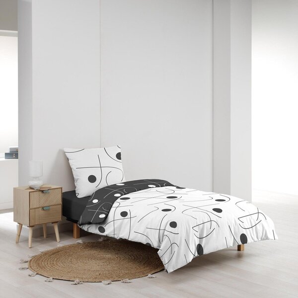 Bijela/tamno siva posteljina za krevet za jednu osobu od mikrovlakana 140x200 cm Sonate – douceur d'intérieur