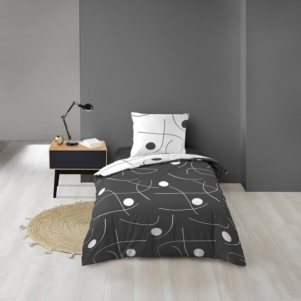 Bijela/tamno siva posteljina za krevet za jednu osobu od mikrovlakana 140x200 cm Sonate – douceur d'intérieur
