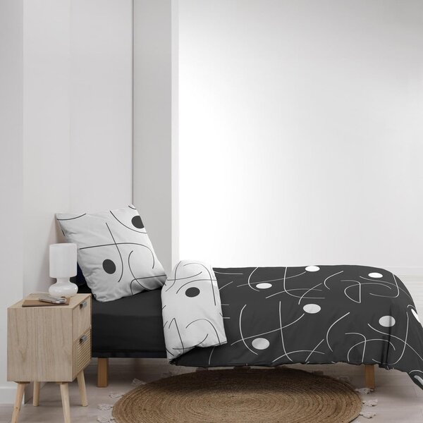 Bijela/tamno siva posteljina za krevet za jednu osobu od mikrovlakana 140x200 cm Sonate – douceur d'intérieur