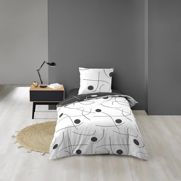 Bijela/tamno siva posteljina za krevet za jednu osobu od mikrovlakana 140x200 cm Sonate – douceur d'intérieur