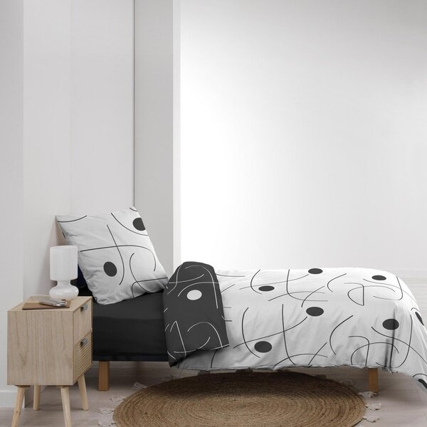 Bijela/tamno siva posteljina za krevet za jednu osobu od mikrovlakana 140x200 cm Sonate – douceur d'intérieur
