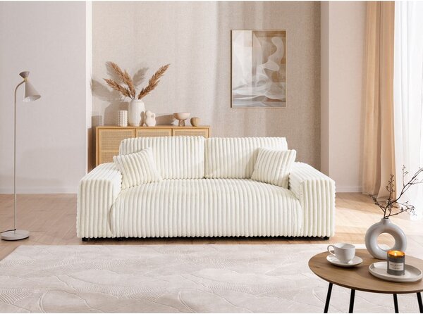 Krem sofa od samta 213 cm Justin – Ropez
