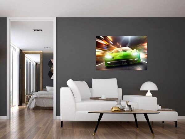 Slika - Zeleni trkaći auto (90x60 cm)
