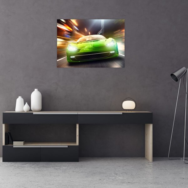 Slika - Zeleni trkaći auto (70x50 cm)