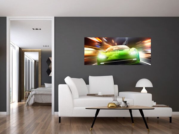 Slika - Zeleni trkaći auto (120x50 cm)