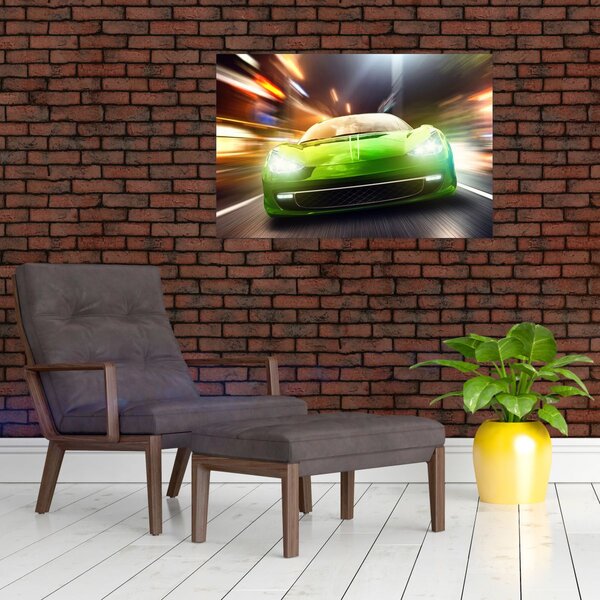 Slika - Zeleni trkaći auto (90x60 cm)