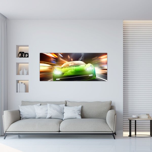 Slika - Zeleni trkaći auto (120x50 cm)