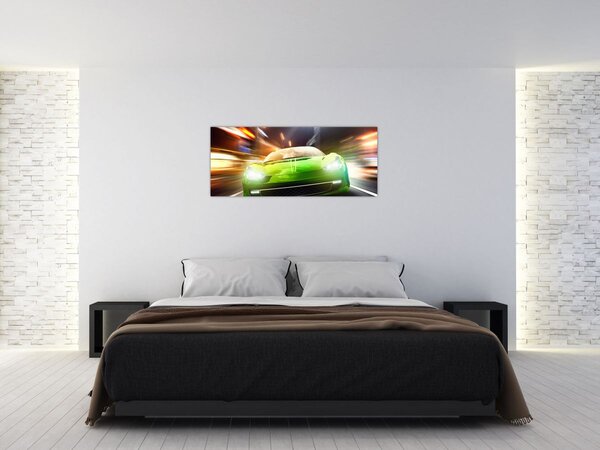 Slika - Zeleni trkaći auto (120x50 cm)
