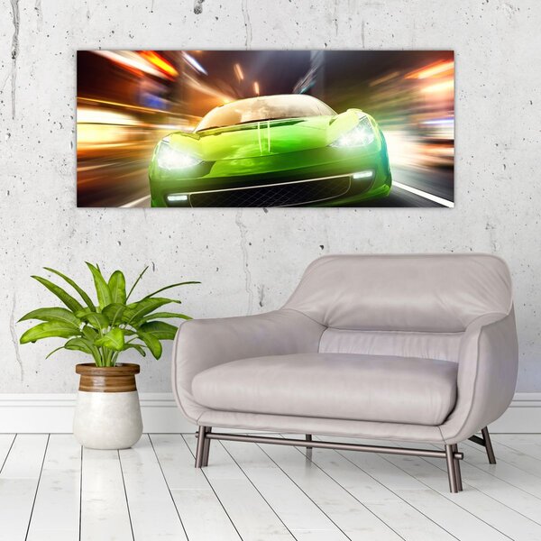 Slika - Zeleni trkaći auto (120x50 cm)