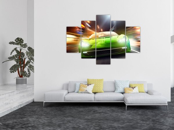 Slika - Zeleni trkaći auto (150x105 cm)