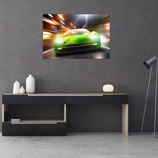 Slika - Zeleni trkaći auto (90x60 cm)