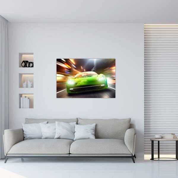 Slika - Zeleni trkaći auto (90x60 cm)