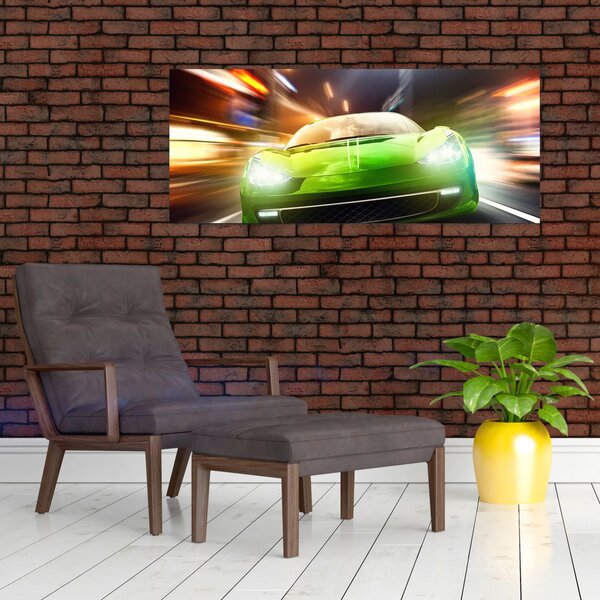Slika - Zeleni trkaći auto (120x50 cm)