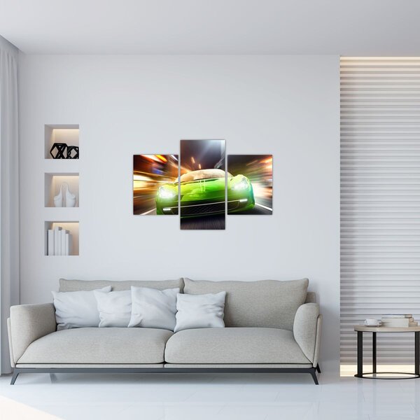 Slika - Zeleni trkaći auto (90x60 cm)
