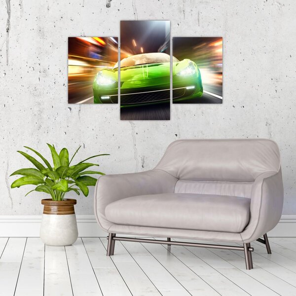 Slika - Zeleni trkaći auto (90x60 cm)
