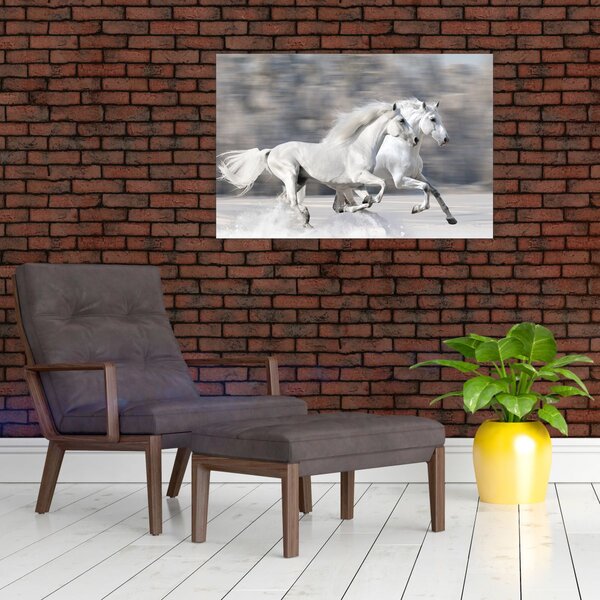 Slika - Bijeli konji zimi (90x60 cm)